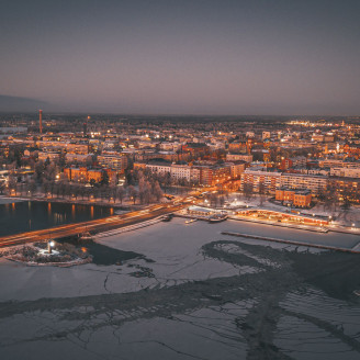 Kalaranta winter evening aerial medium
