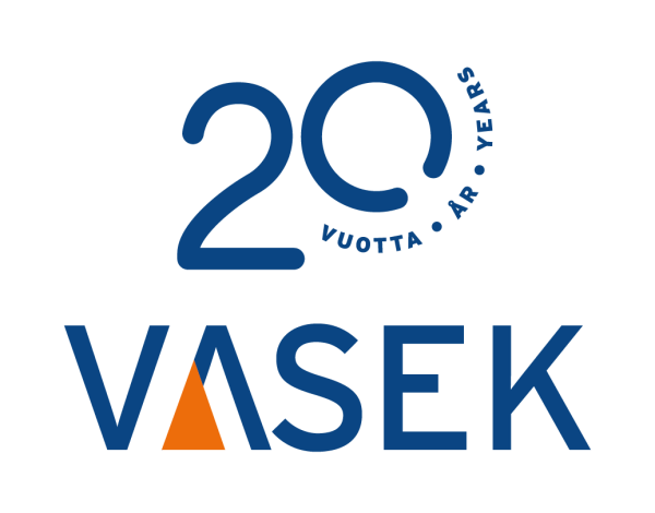 Vasek 20 juhlavuosilogo varillinen pysty RGB