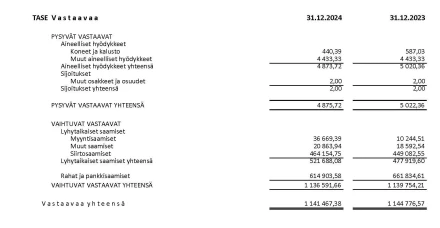 Tilinpaatos 2024 Tuloslaskelma ja tase Page 2